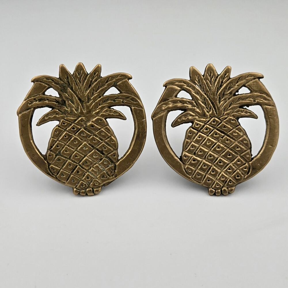 Two Vintage Brass Pineapple Napkin Rings